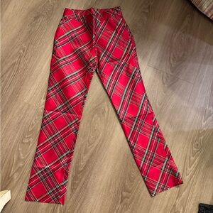 Janie & Jack Girls red tartan scotch plaid holiday pants lined 100% silk Sz 12